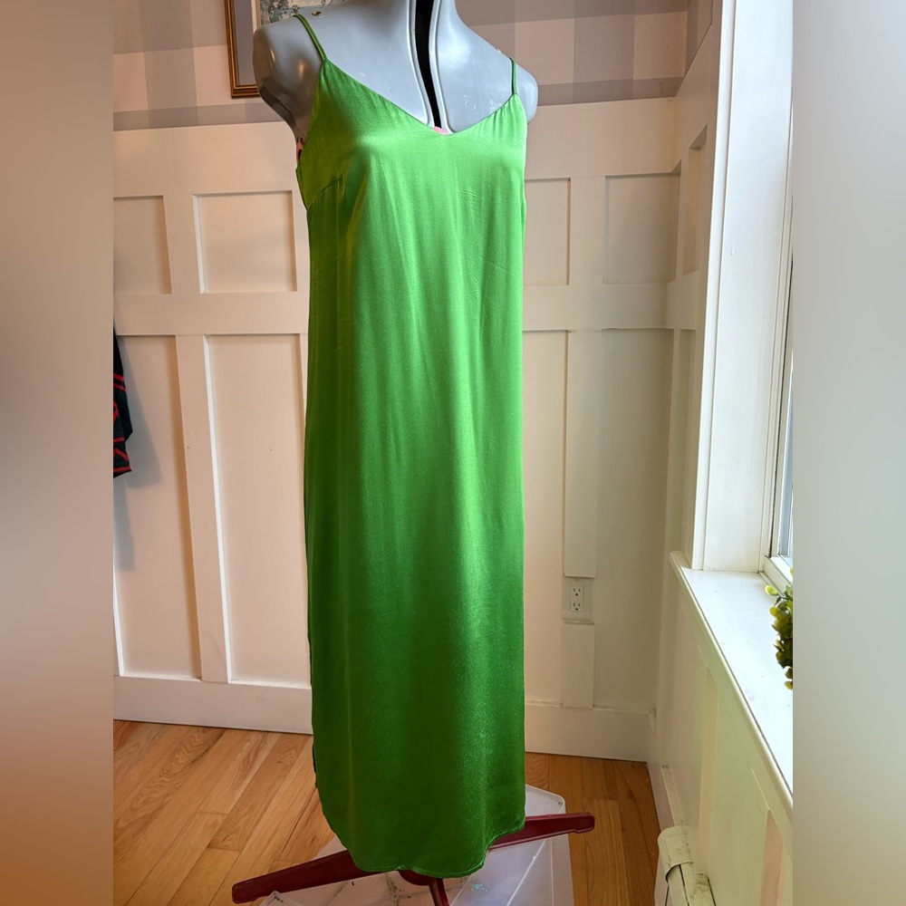 GAP Bright Green V-Neck Slip Dress Medium